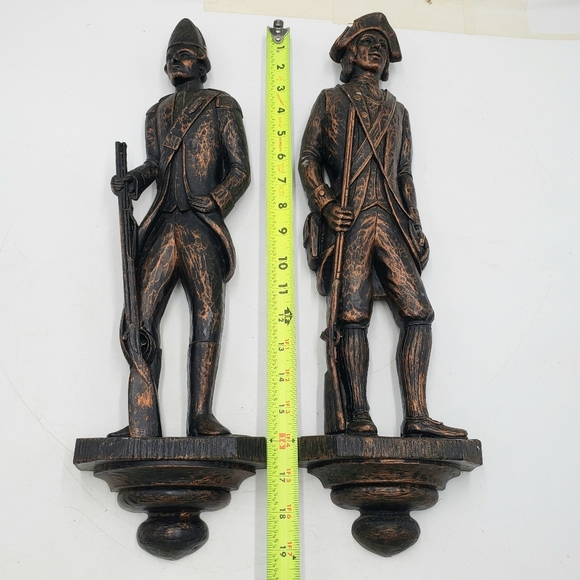 1971 Dart Revolutionary War Soldiers Wall Plaque Set 19x5.5 In Bronze Resin USA - Picture 8 of 11
